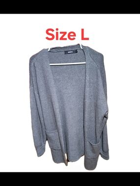 Zesica Women's Dark Gray Open-Front Cardigan Sweater Size Large